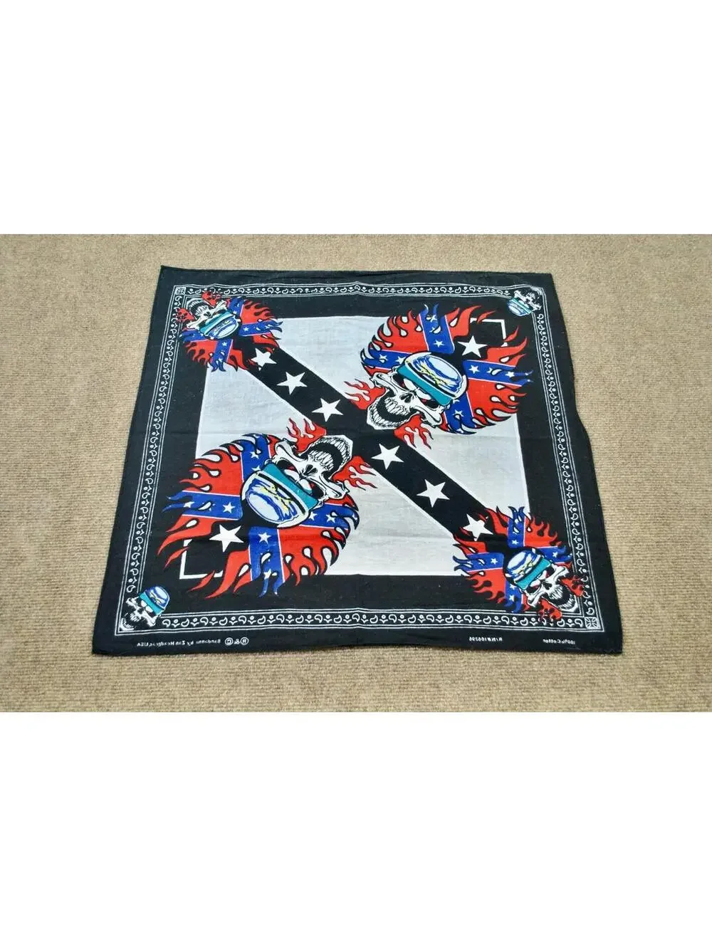 Vintage Skelton Skull Motorcycle 90s Bandana
